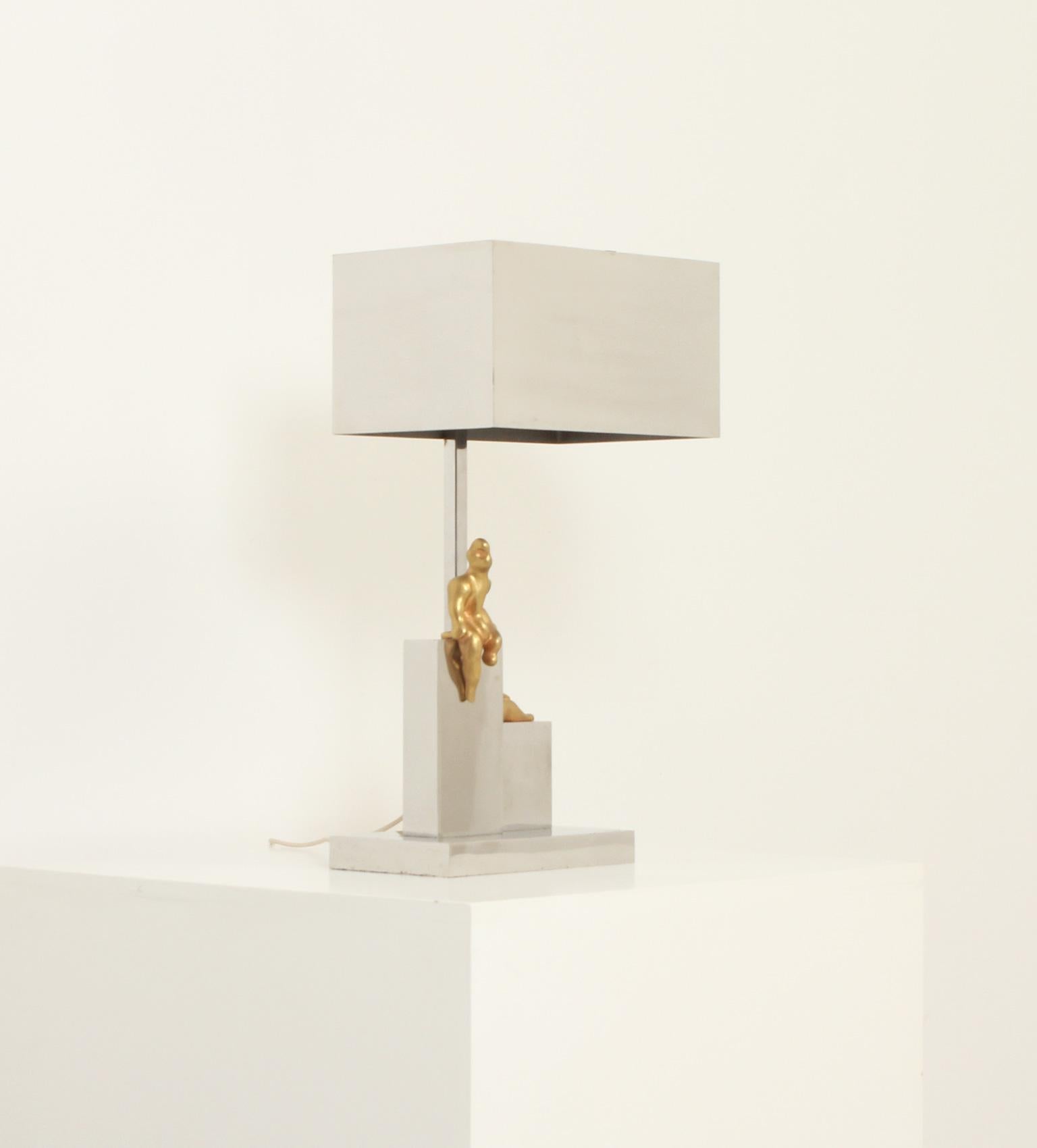 Large Table Lamp by Spanish Sculptor Aurelio Teno, 1970's In Good Condition For Sale In Barcelona, ES