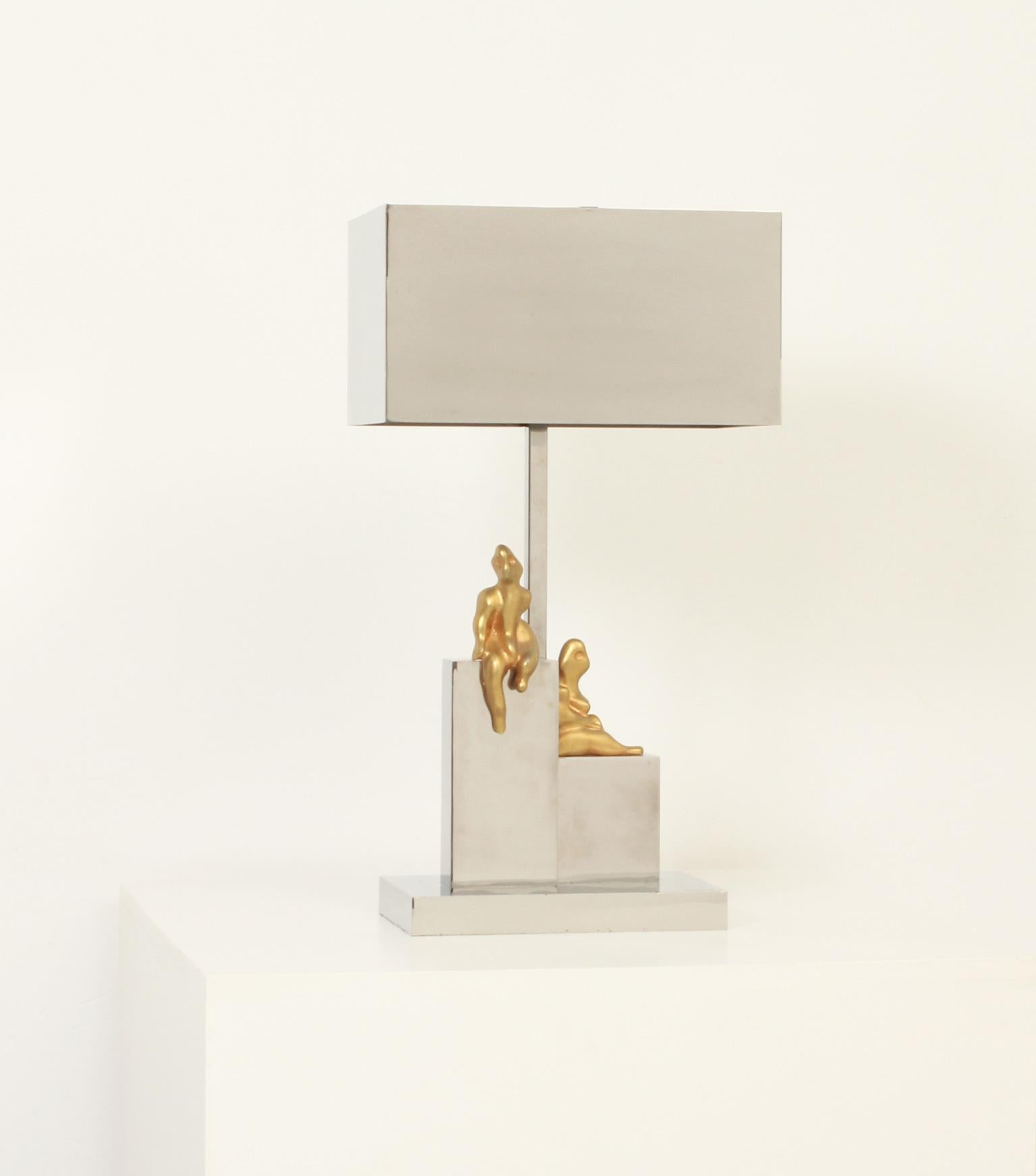Late 20th Century Large Table Lamp by Spanish Sculptor Aurelio Teno, 1970's For Sale