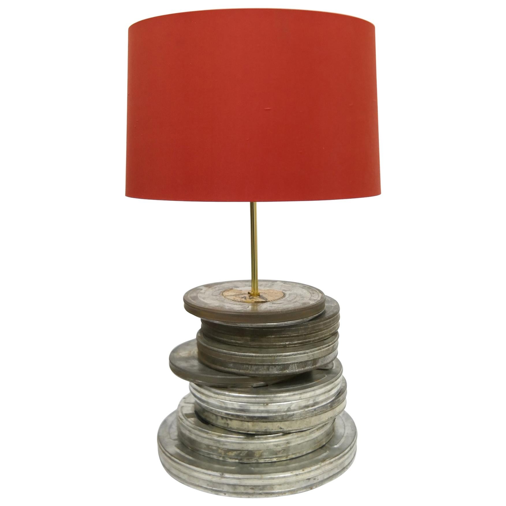 Large Table Lamp from Movie Film Cans For Sale