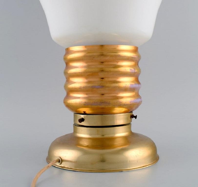 Unknown Large Table Lamp in Brass and Opal Glass Shaped like a Light Bulb, 1960s For Sale