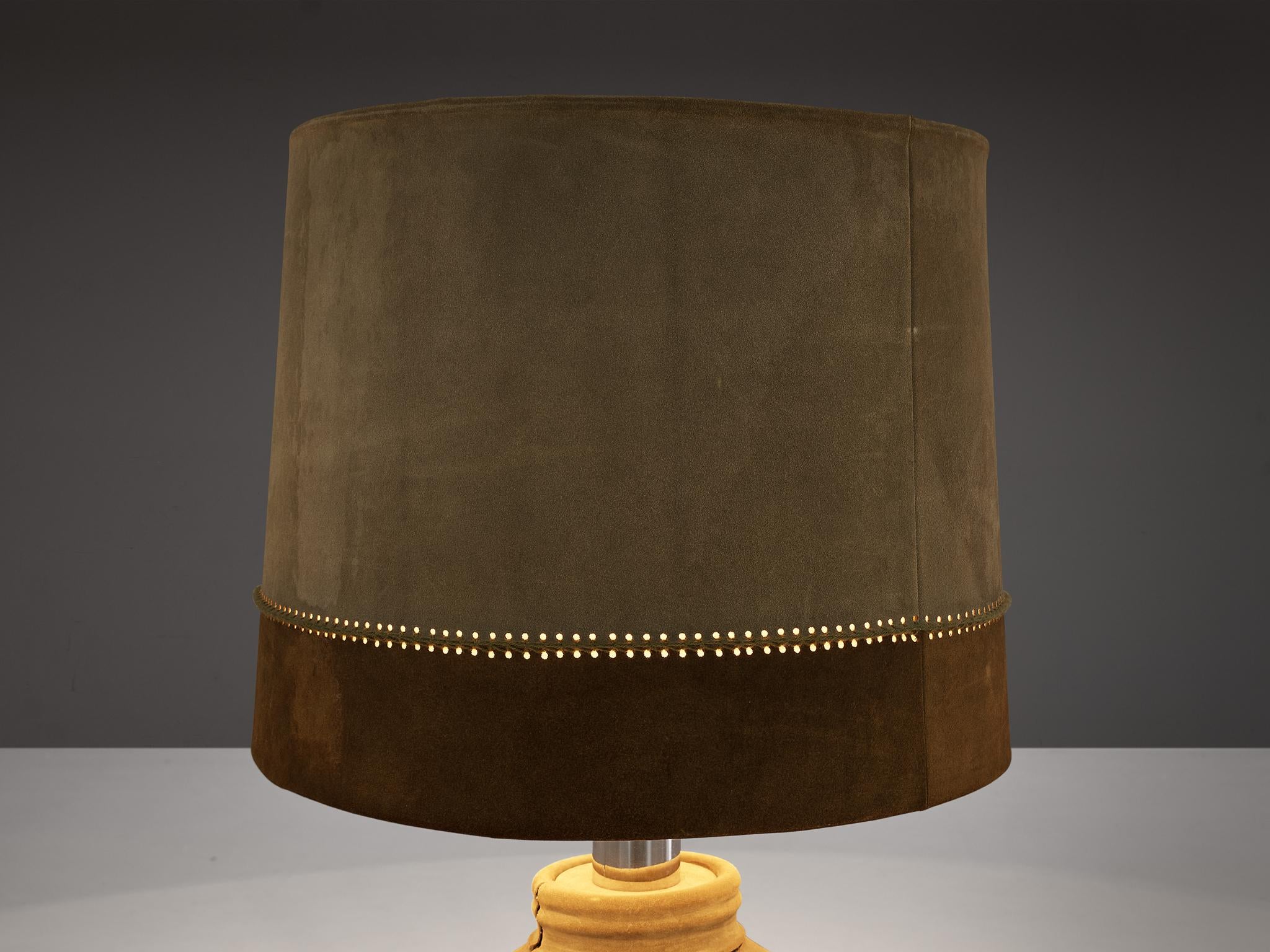 Large Table Lamp in Brown Leather For Sale at 1stDibs large brown