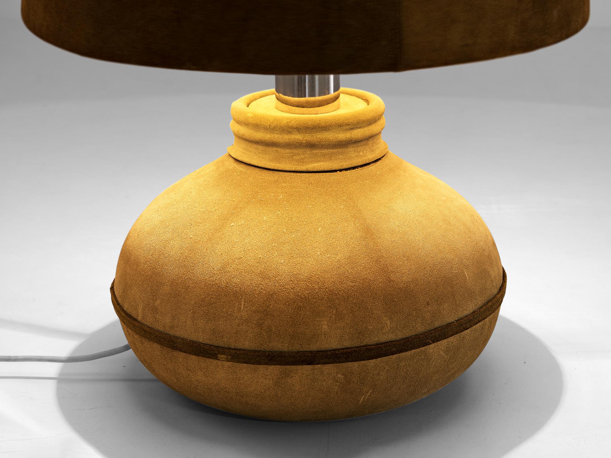 Large Table Lamp in Brown Leather For Sale at 1stDibs large brown