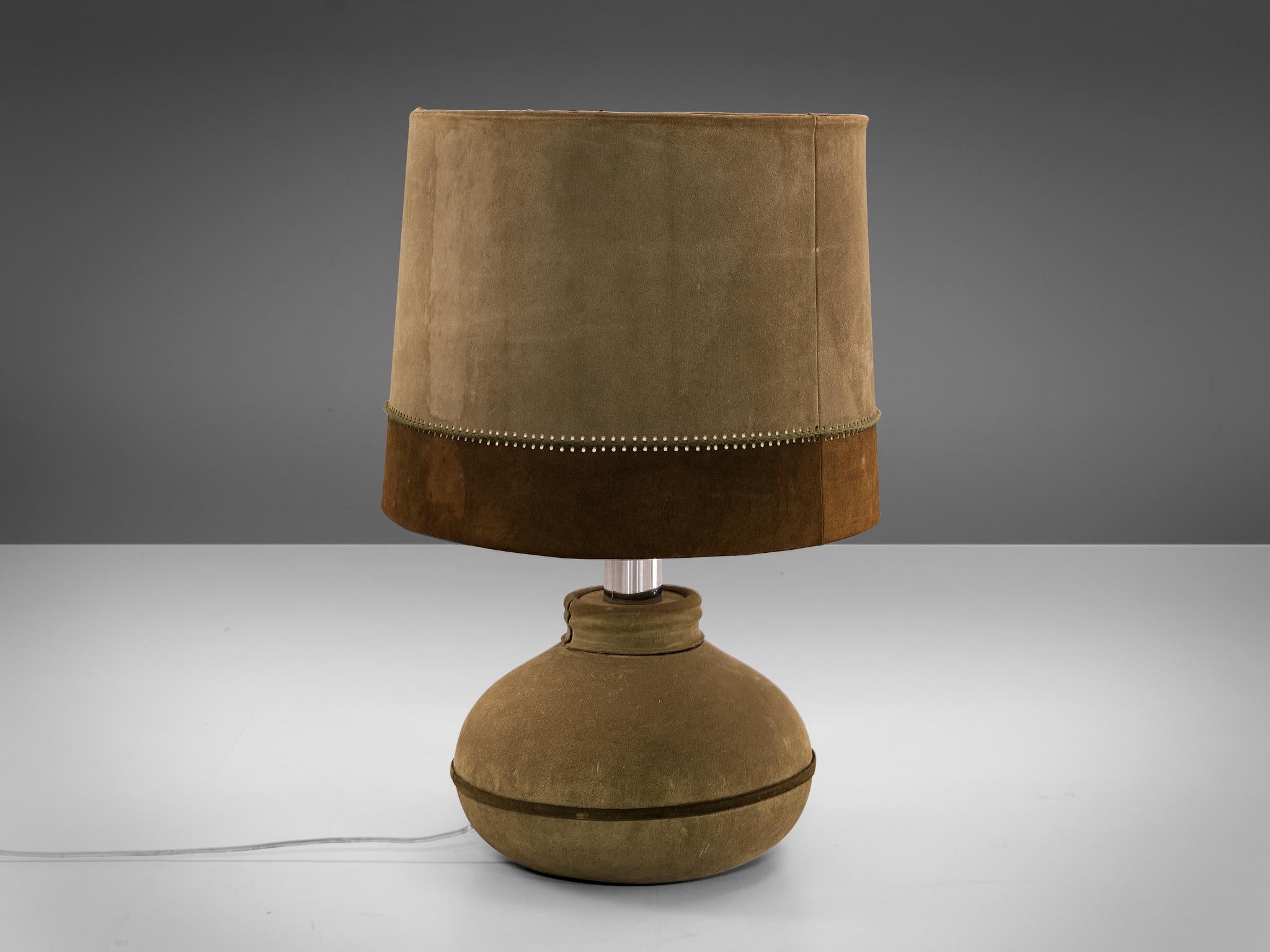 Large Table Lamp in Brown Leather For Sale at 1stDibs large brown