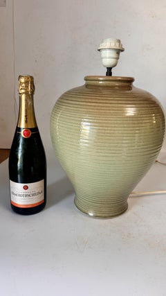 Large Table Lamp in Ceramic Brown color France 1970