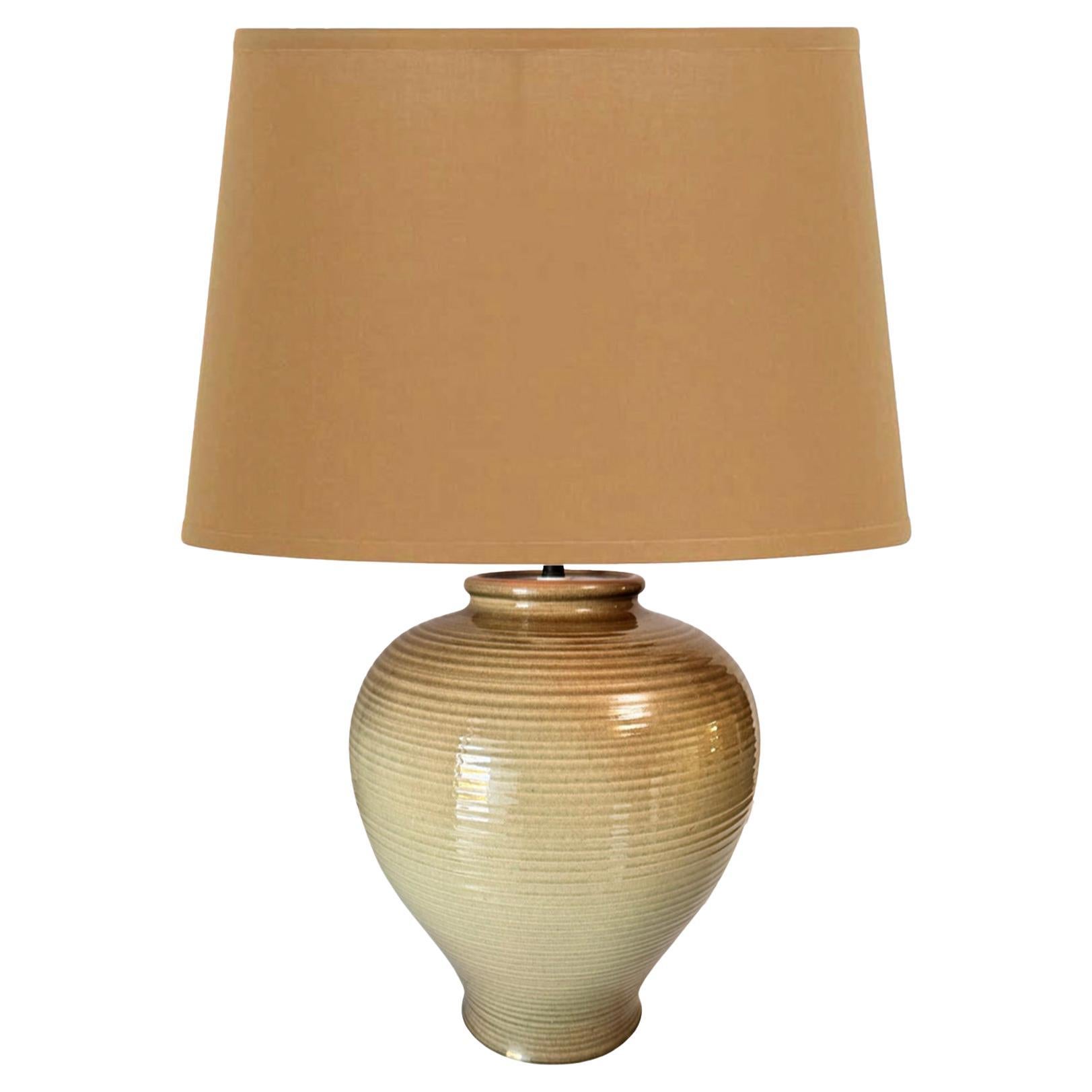 Grande lampe de table en céramique couleur Brown France 1970