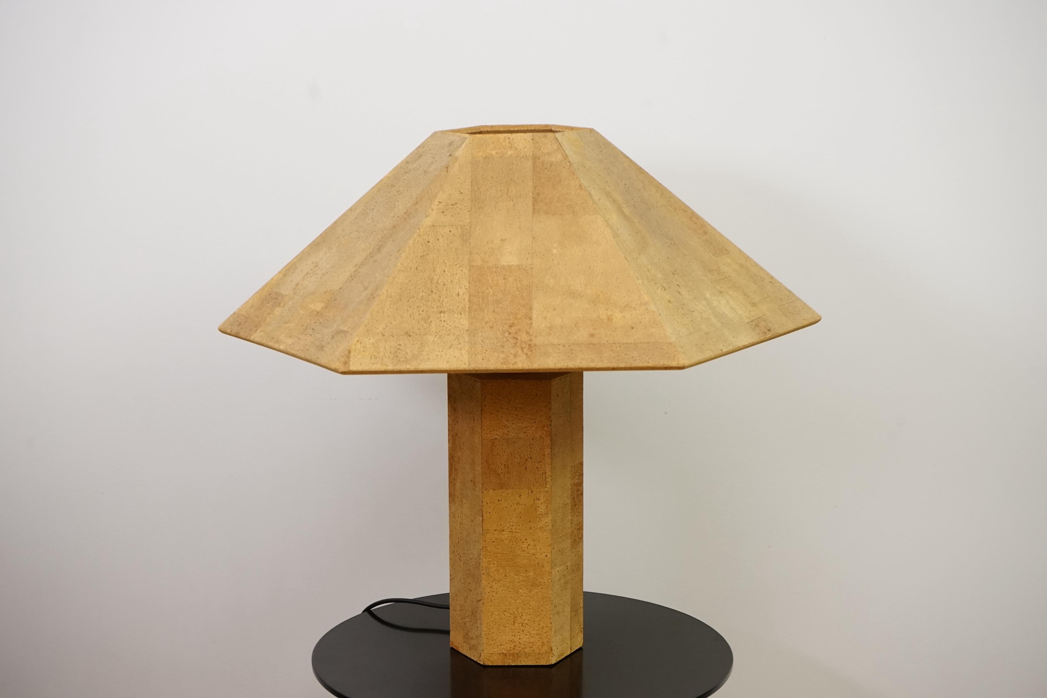 Mid-Century Modern Large Table Lamp in Cork by Willhelm Zanoth and Ingo Maurer for Design M, 1970s