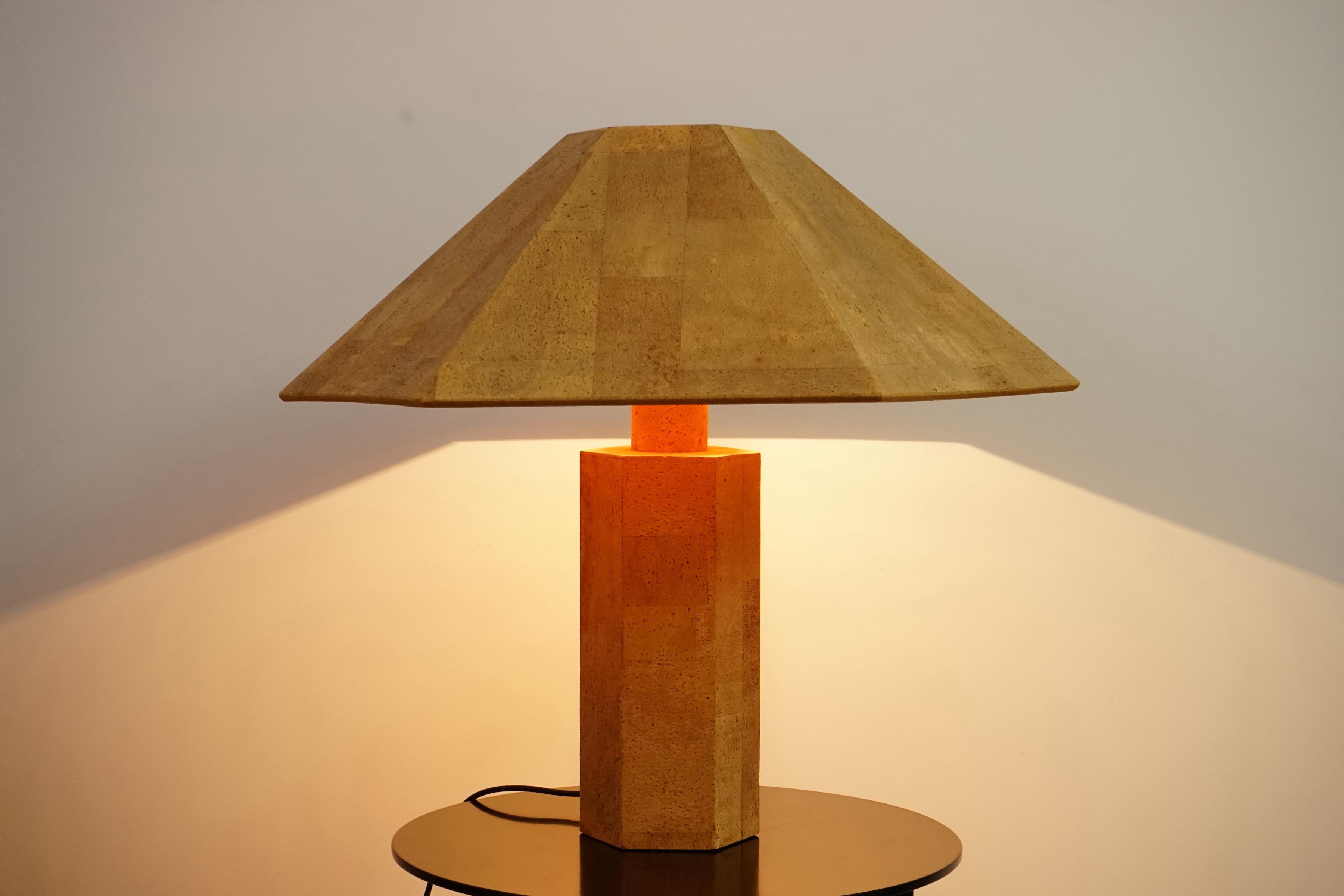 German Large Table Lamp in Cork by Willhelm Zanoth and Ingo Maurer for Design M, 1970s