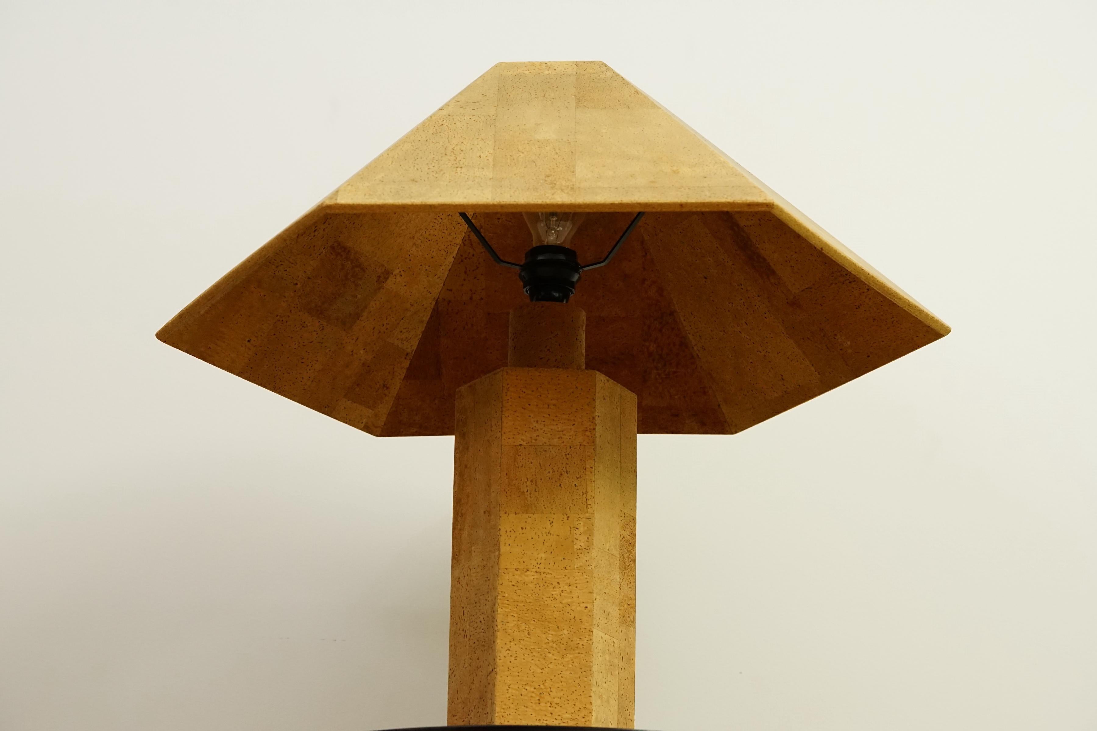 Metal Large Table Lamp in Cork by Willhelm Zanoth and Ingo Maurer for Design M, 1970s