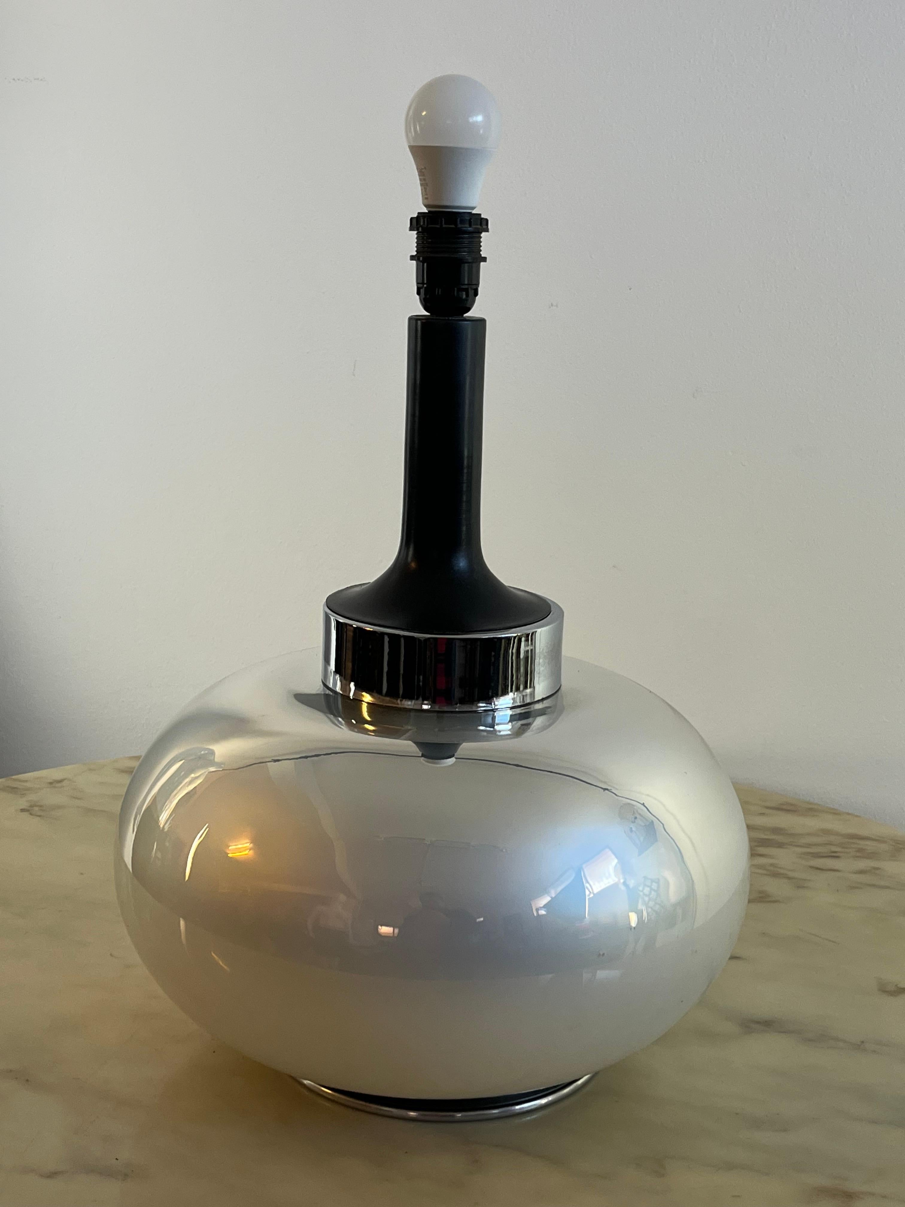Opal Glass Large Table Lamp Italian Design 1970s For Sale 2