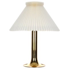 Large Table Lamp with Le Klint Shade, 1970s, Tall Beautiful Brass Table Lamp