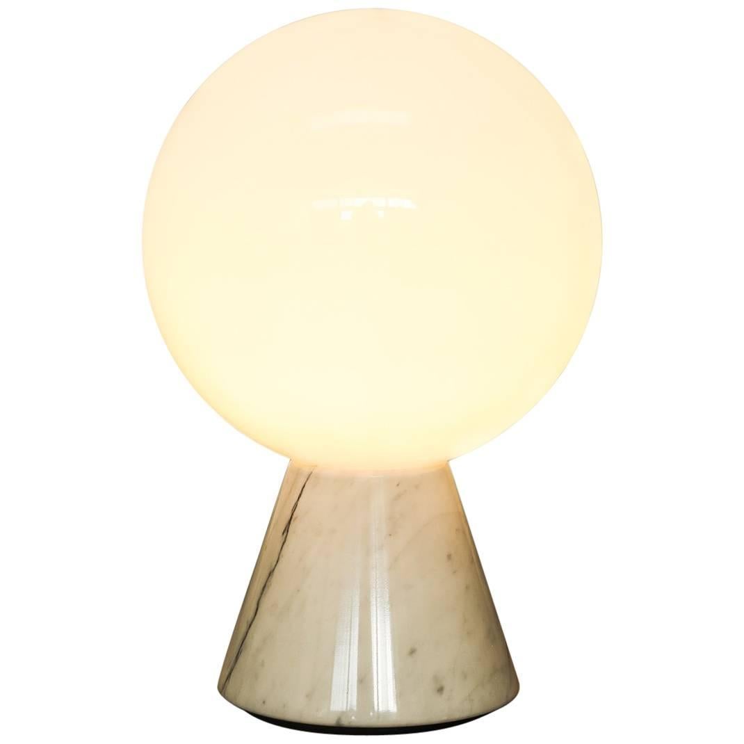 Large Table Lamp with Marble Base and Murano Glass Shade