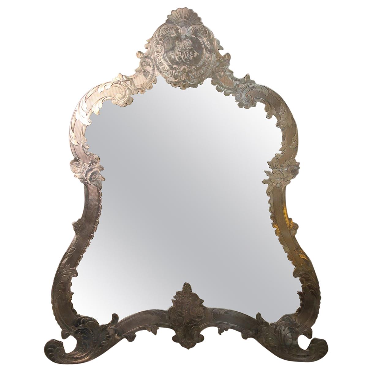 Large Table Mirror in Sterling Silver 19th Century