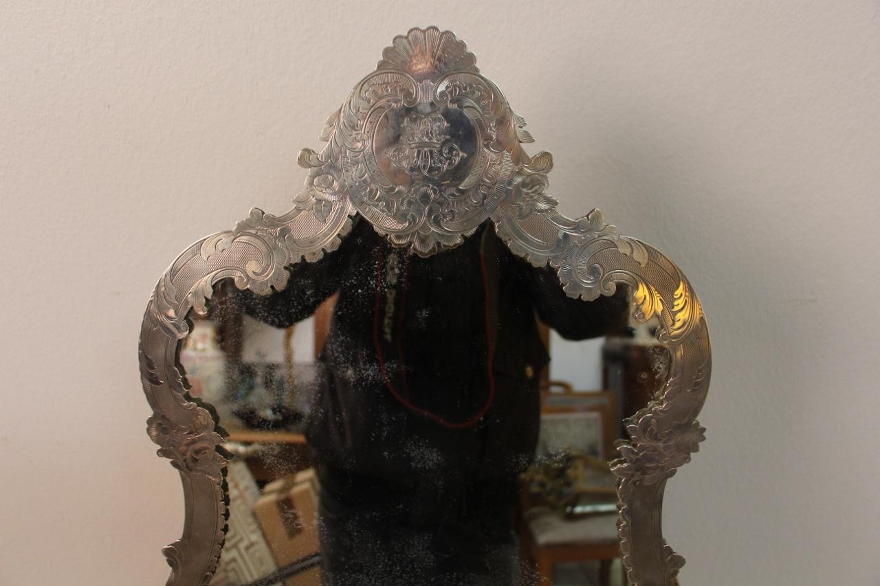 Large Table Mirror in Sterling Silver 19th Century For Sale 3