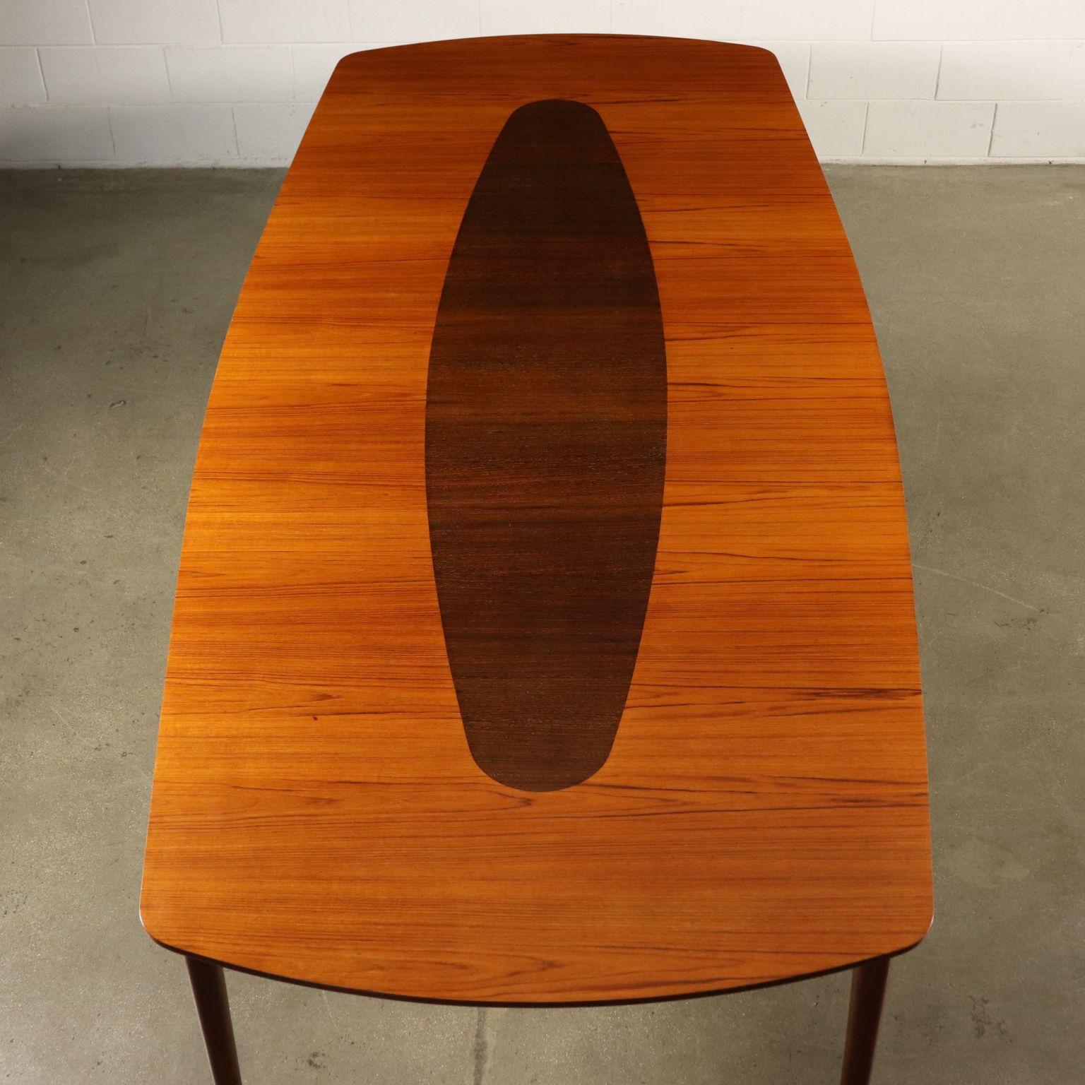 Mid-Century Modern Large Table Teak Veneer Vintage Manufactured Italy, 1960s