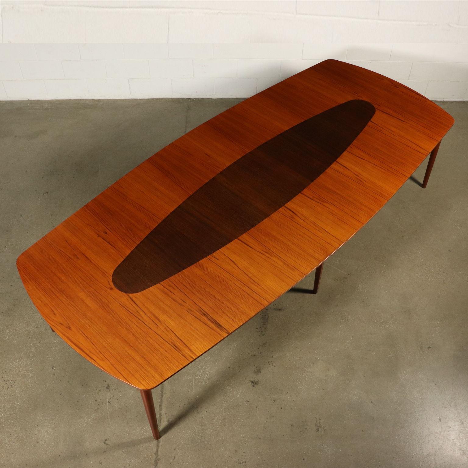 Italian Large Table Teak Veneer Vintage Manufactured Italy, 1960s