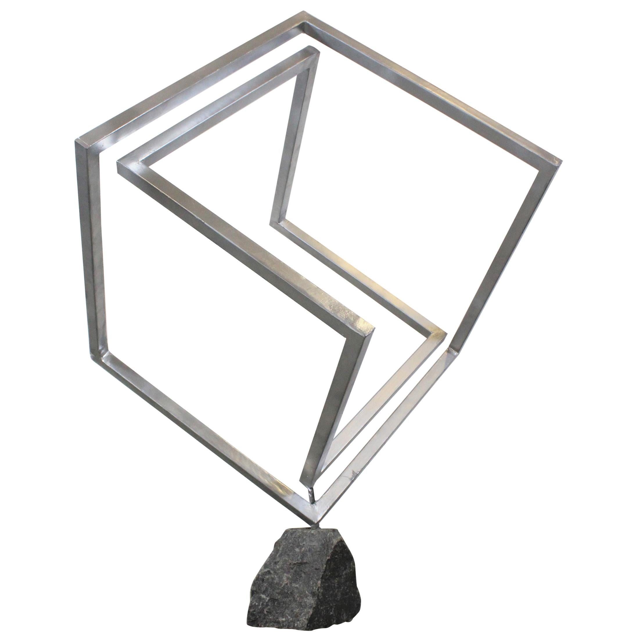 Mid-Century Modern Style 3D Cube Sculpture 