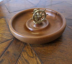 Large Table Top Treen Nut Cracker Dish, 1950s Nautical Theme