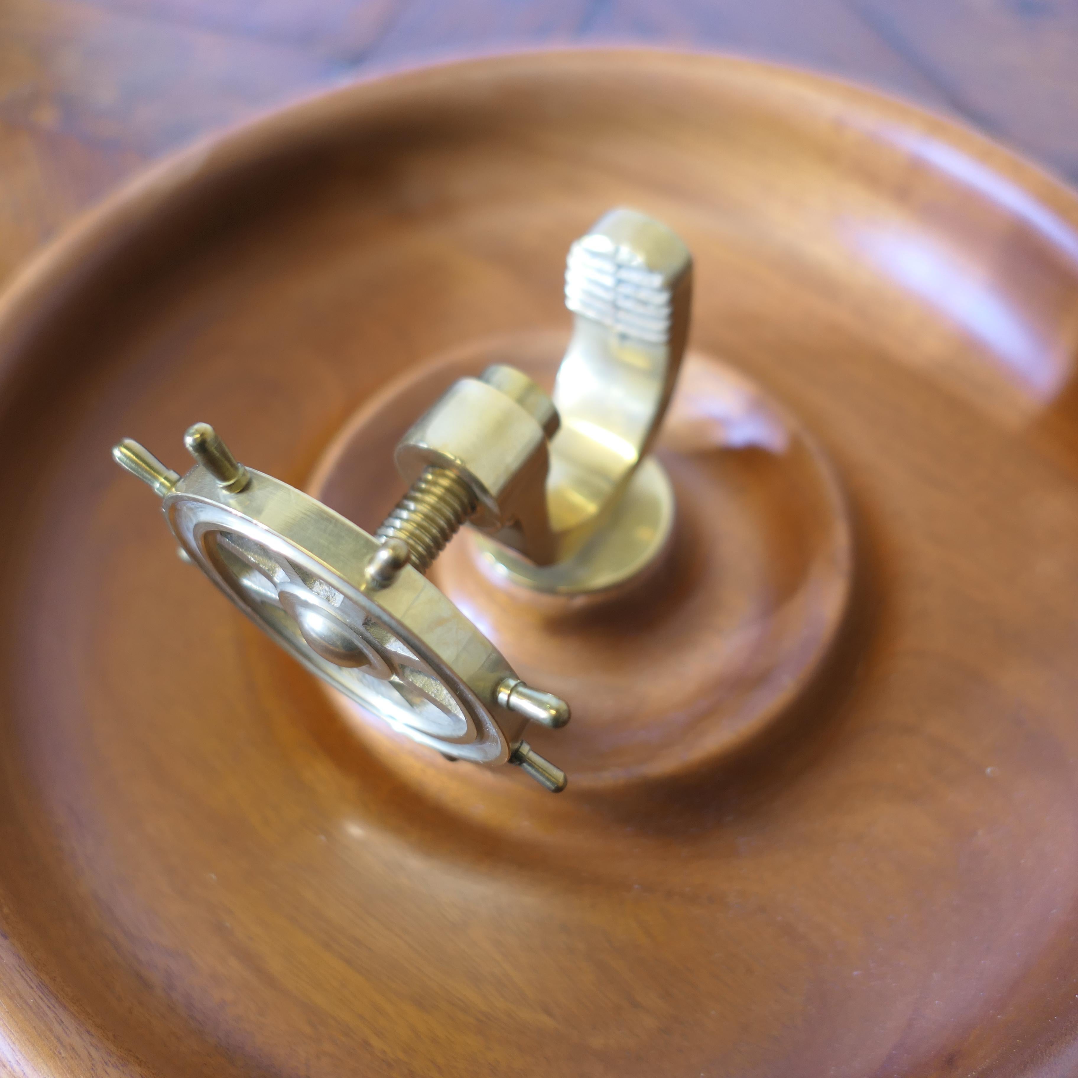 Teak Large Table Top Treen Nut Cracker Dish, 1950s Nautical Theme For Sale