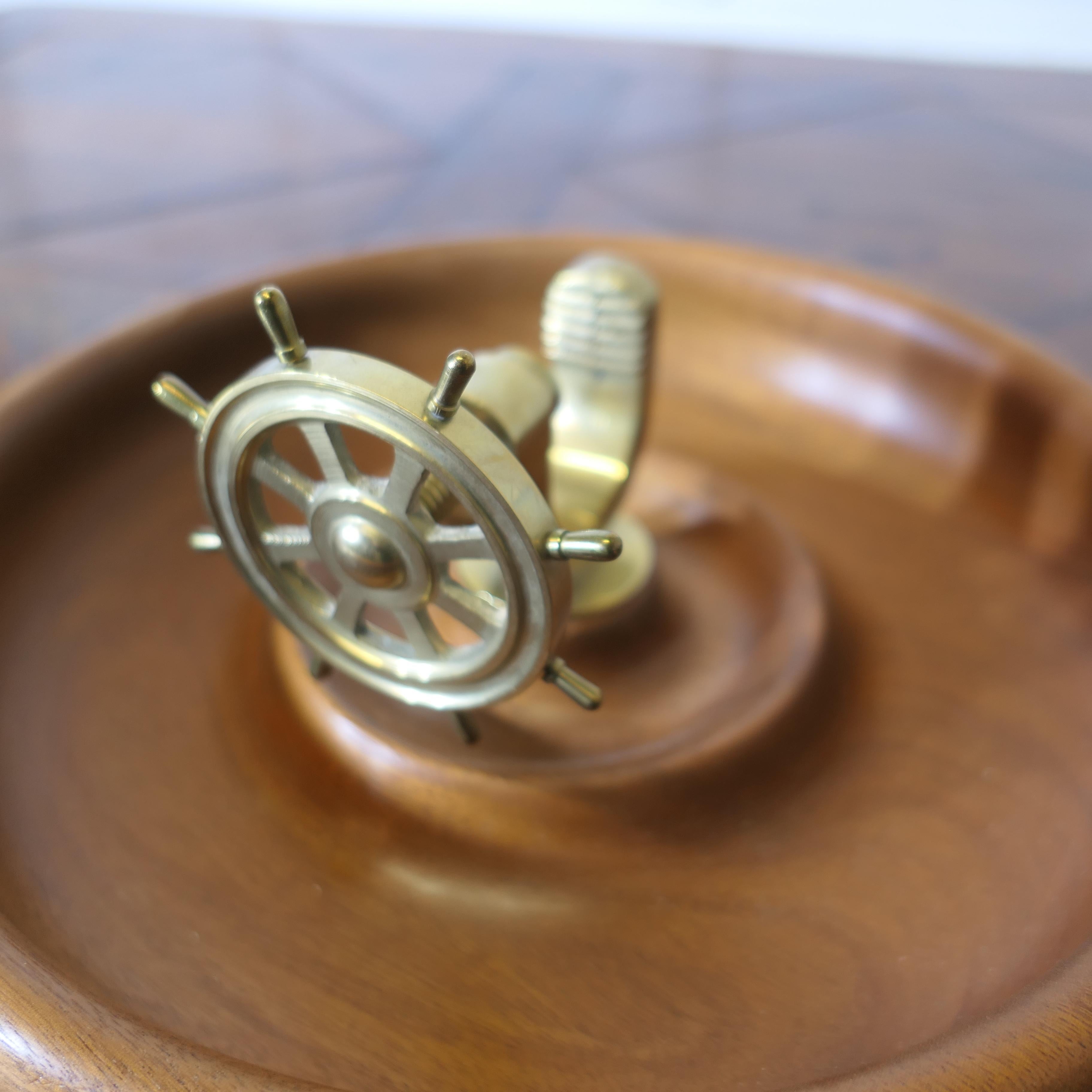 Large Table Top Treen Nut Cracker Dish, 1950s Nautical Theme For Sale 1