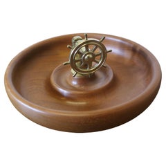 Large Table Top Treen Nut Cracker Dish, 1950s Nautical Theme