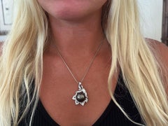 Large Tahitian Pearl Diamond Necklace 18K White Gold