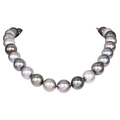 Large Tahitian Pearl Diamond Statement 14K Gold Necklace