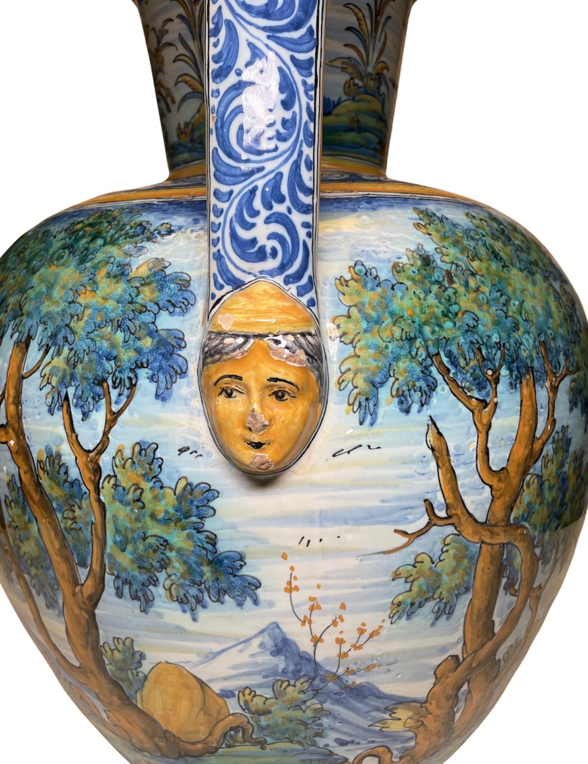 Große Talavera Hand bemalt Majolika Amphora / Urne Vase 6
