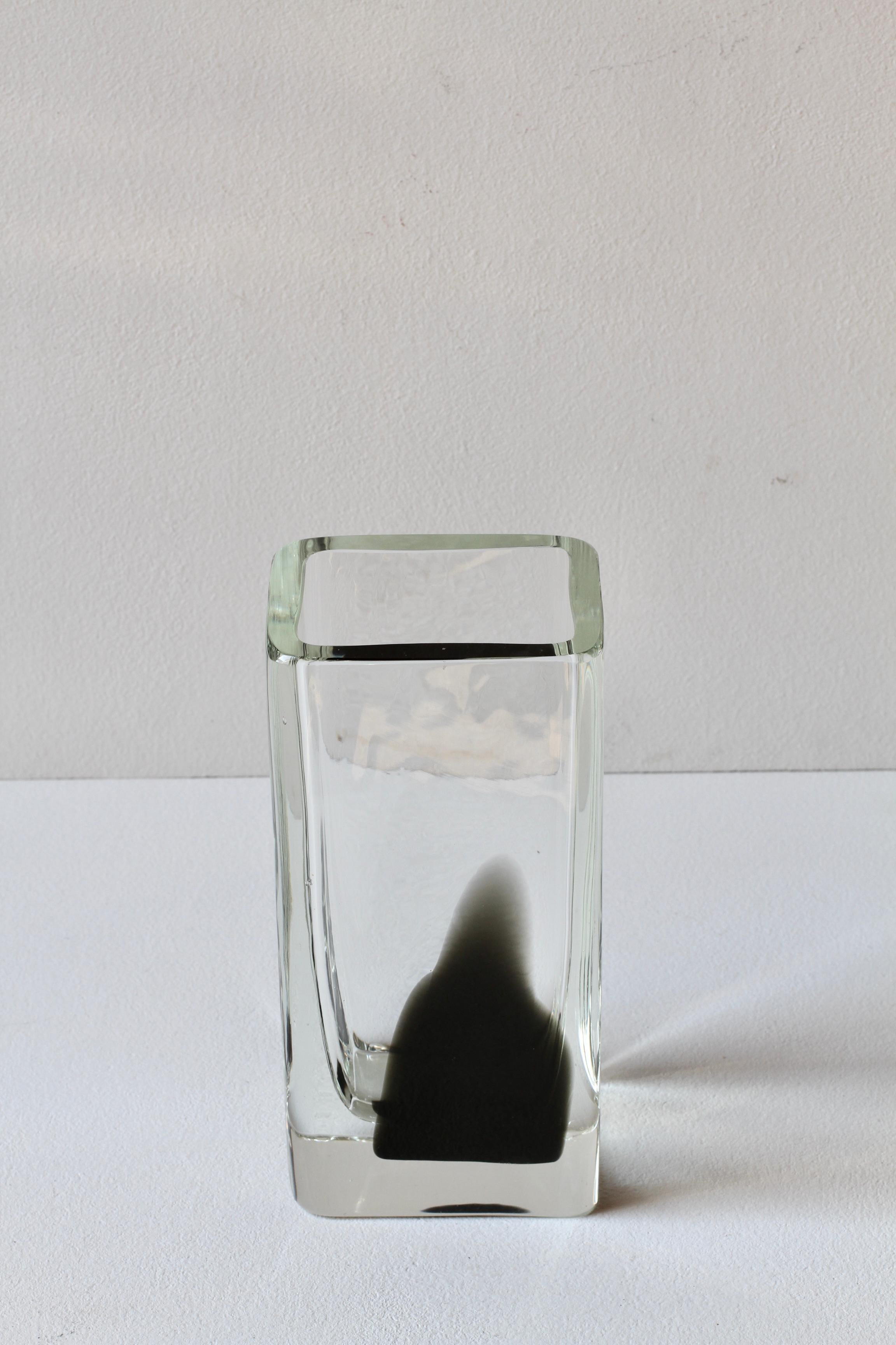 Grande vaso quadrato alto Cenedese in vetro di Murano nero e trasparente New Old Stock In condizioni ottime in vendita a Landau an der Isar, Bayern
