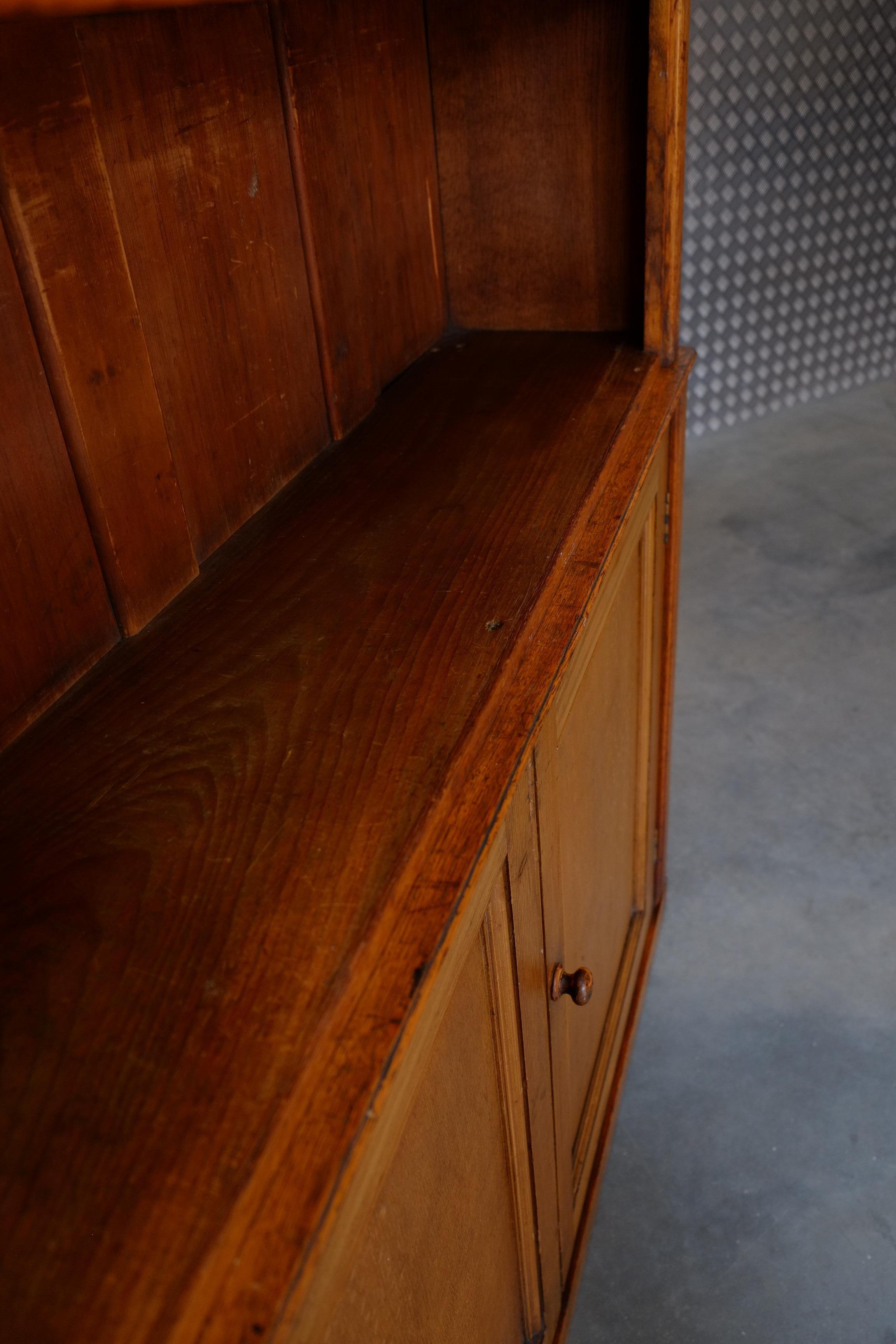 Large Tall English Oak Library School Cupboard & Bookcase Shelves For Sale 7