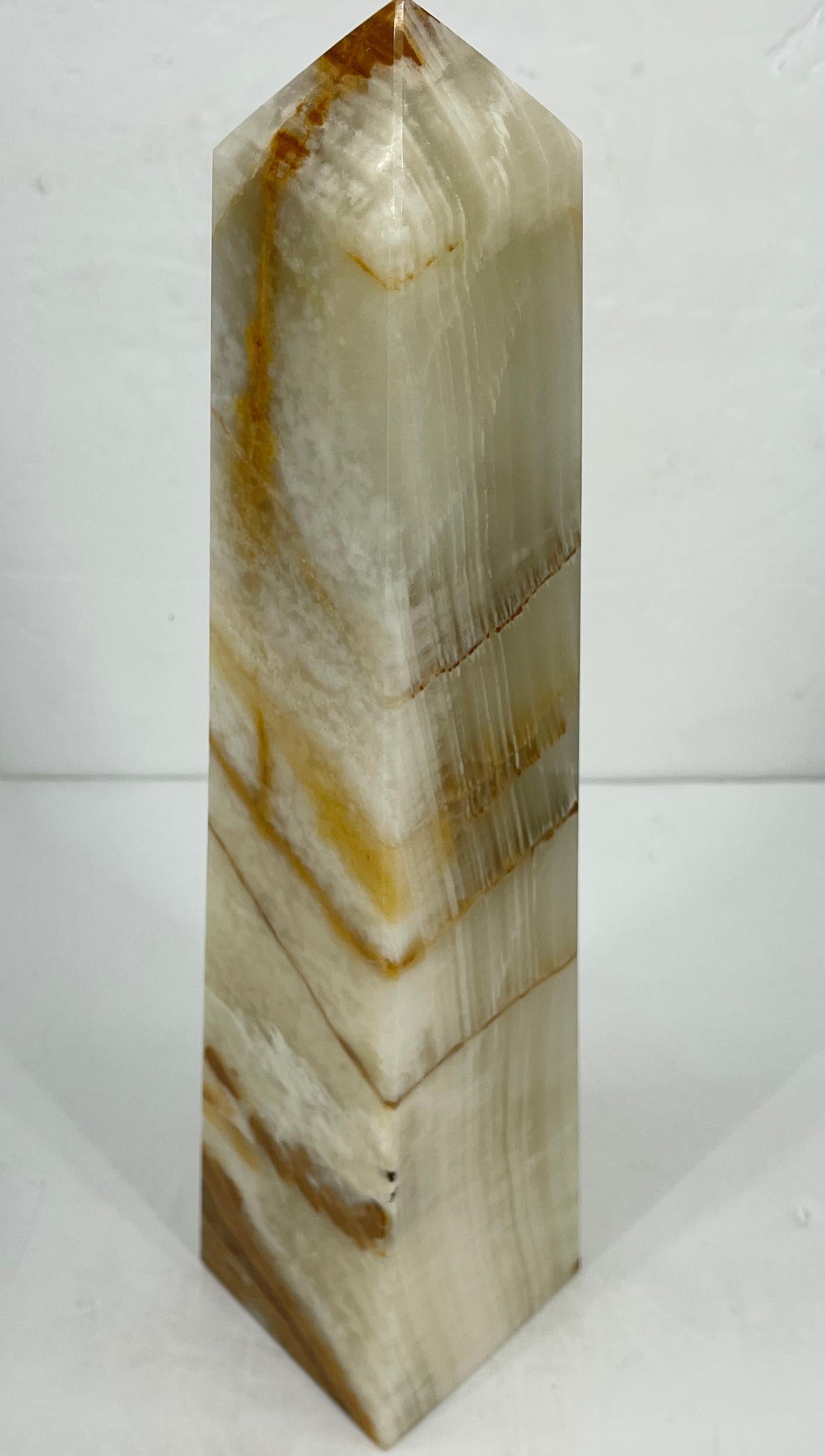 Large Tall Vintage Green Onyx Obelisk Sculpture, circa 1970's In Good Condition In Haddonfield, NJ