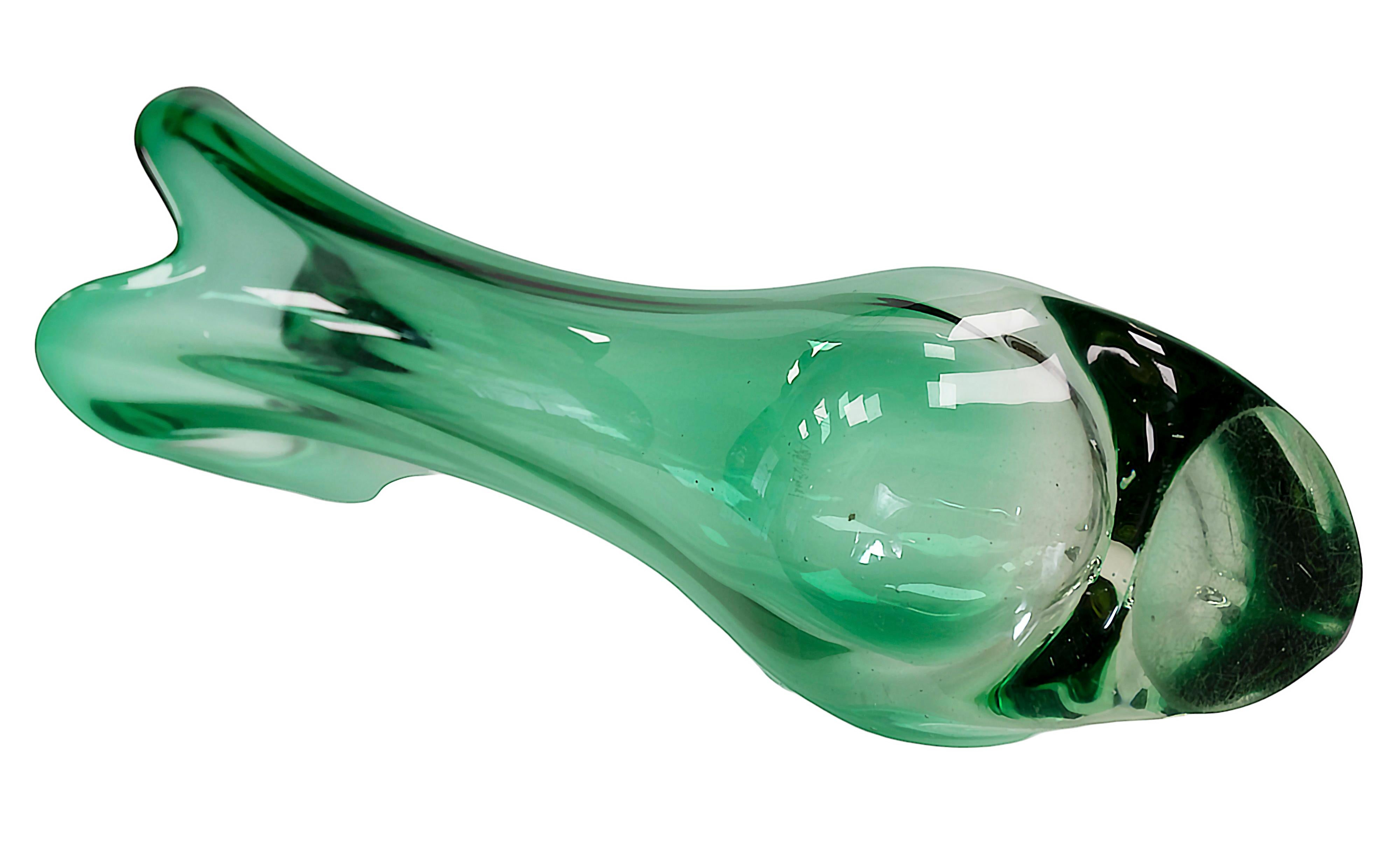 Grand vase vintage en verre Murano vert émeraude fait à la main Bon état - En vente à Vilnius, LT