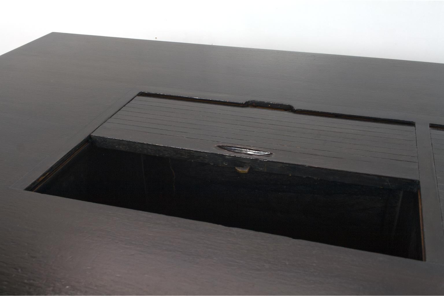 Mid-20th Century Large Tambour Brutalist desk in Black by Clausen & Maerus, Norway 1960s