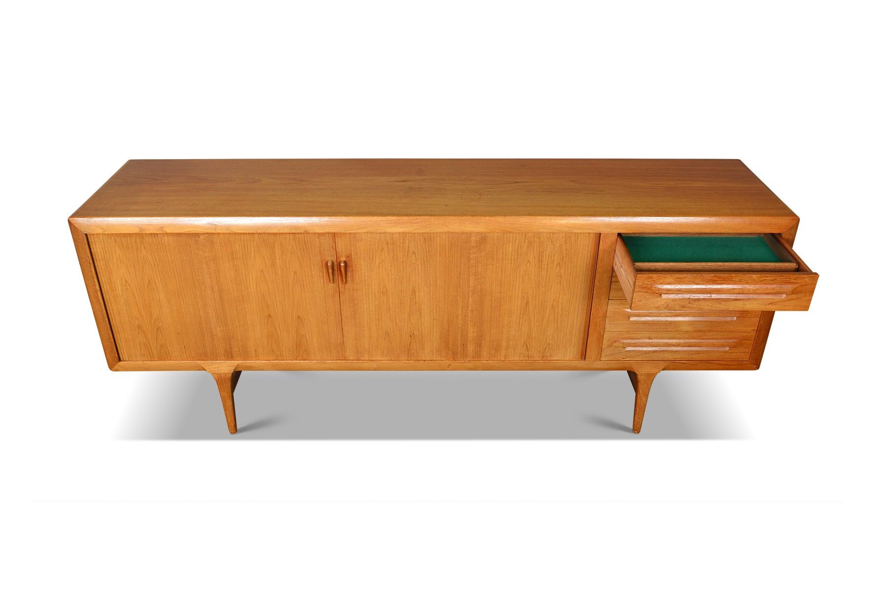 Mid-Century Modern Large Tambour Teak Credenza by Ib Kofod Larsen for Faarup For Sale