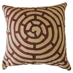 Large Tan & Rust Rare Swirl Pattern African Floor Decorative Pillow