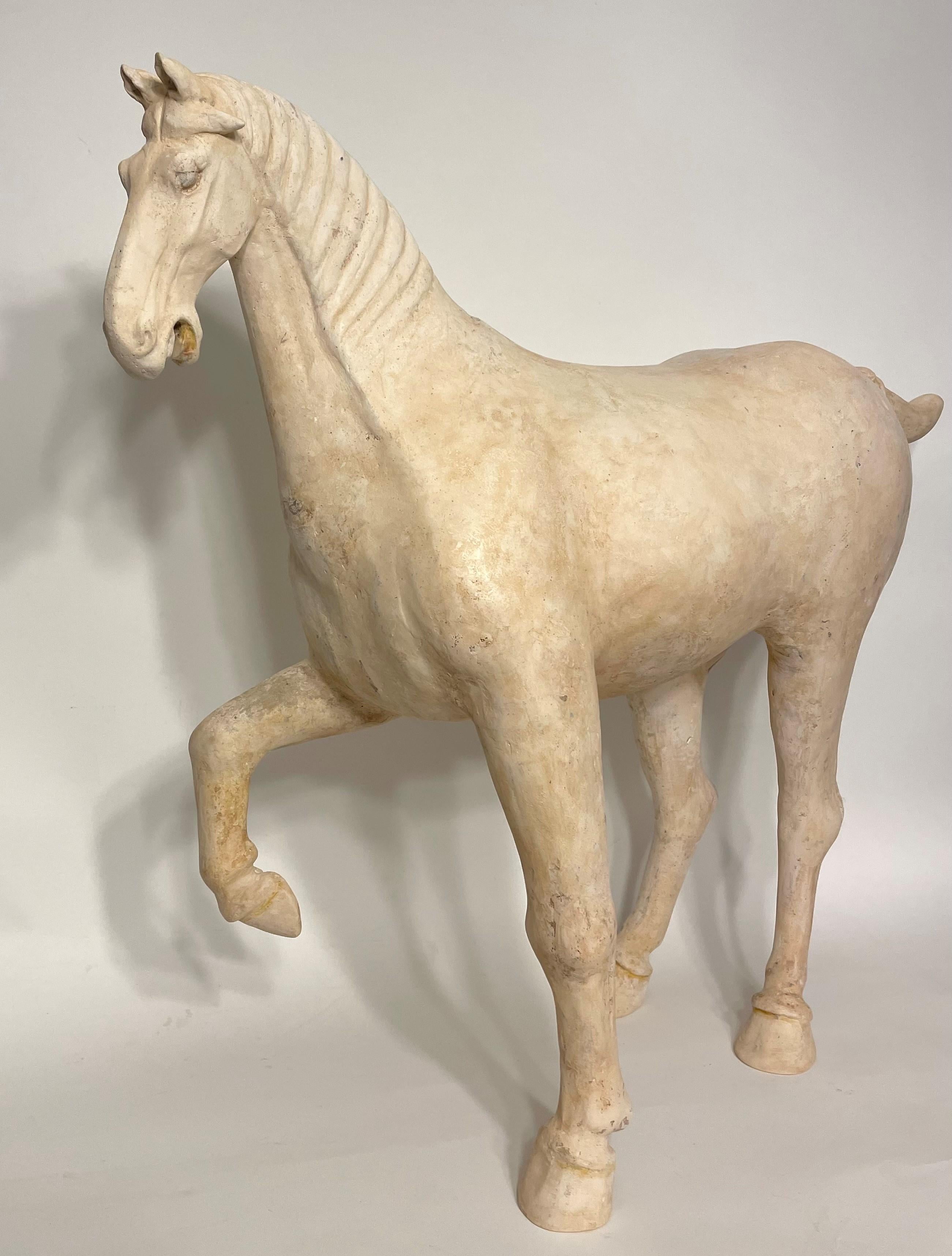 Chinese Large Tang Dynasty Prancing Horse with Oxford TL Test For Sale