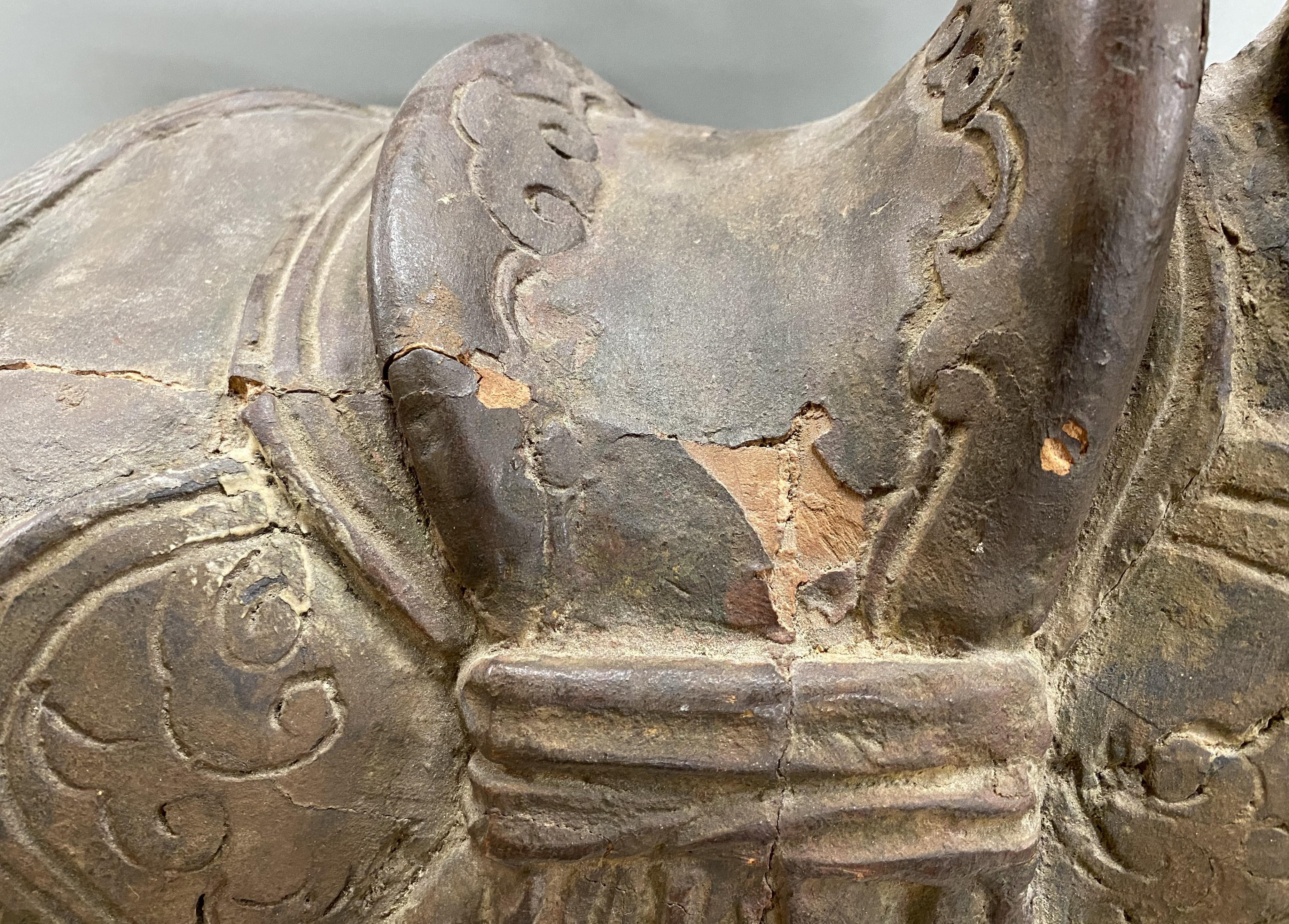 Large Tang Style Carved Wooden Horse Sculpture For Sale 9