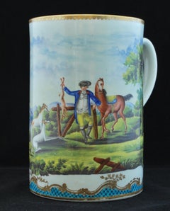 Large Tankard, Worcester, circa 1770, Later Decorated