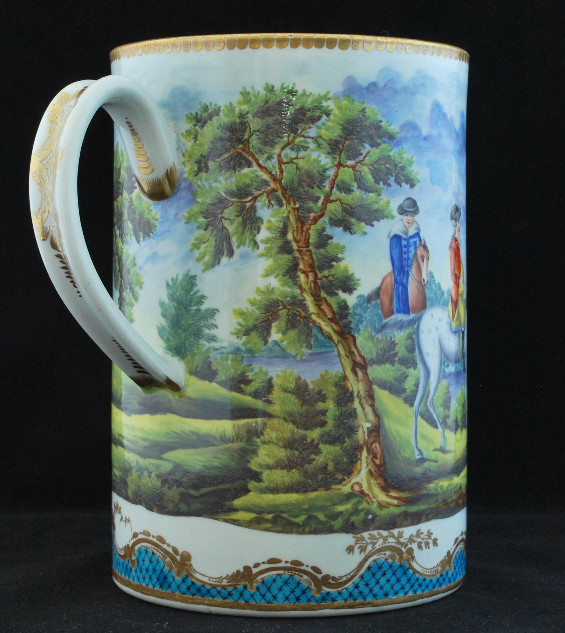 Large Tankard, Worcester, circa 1770, Later Decorated In Excellent Condition For Sale In Melbourne, Victoria