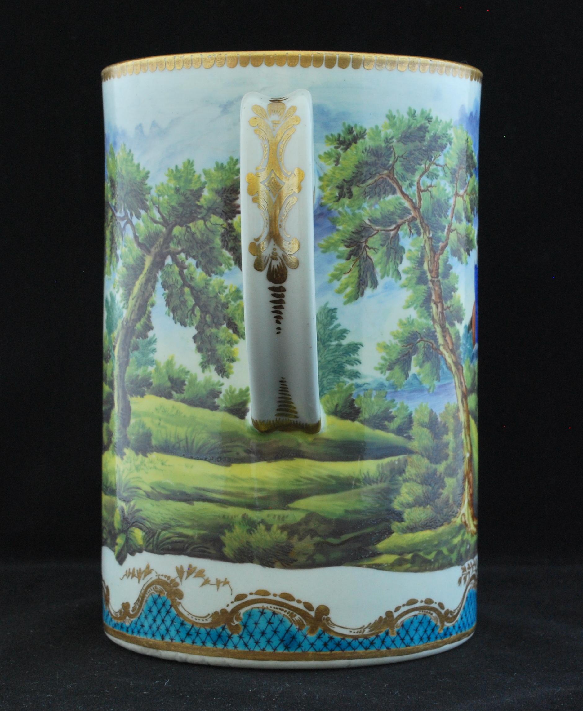 18th Century Large Tankard, Worcester, circa 1770, Later Decorated For Sale