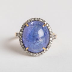 Large Tanzanite and Diamond Dome Ring