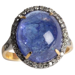 Large Tanzanite and Diamond Dome Ring