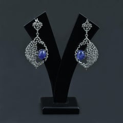 Large Tanzanite and Baguette Diamond Earrings