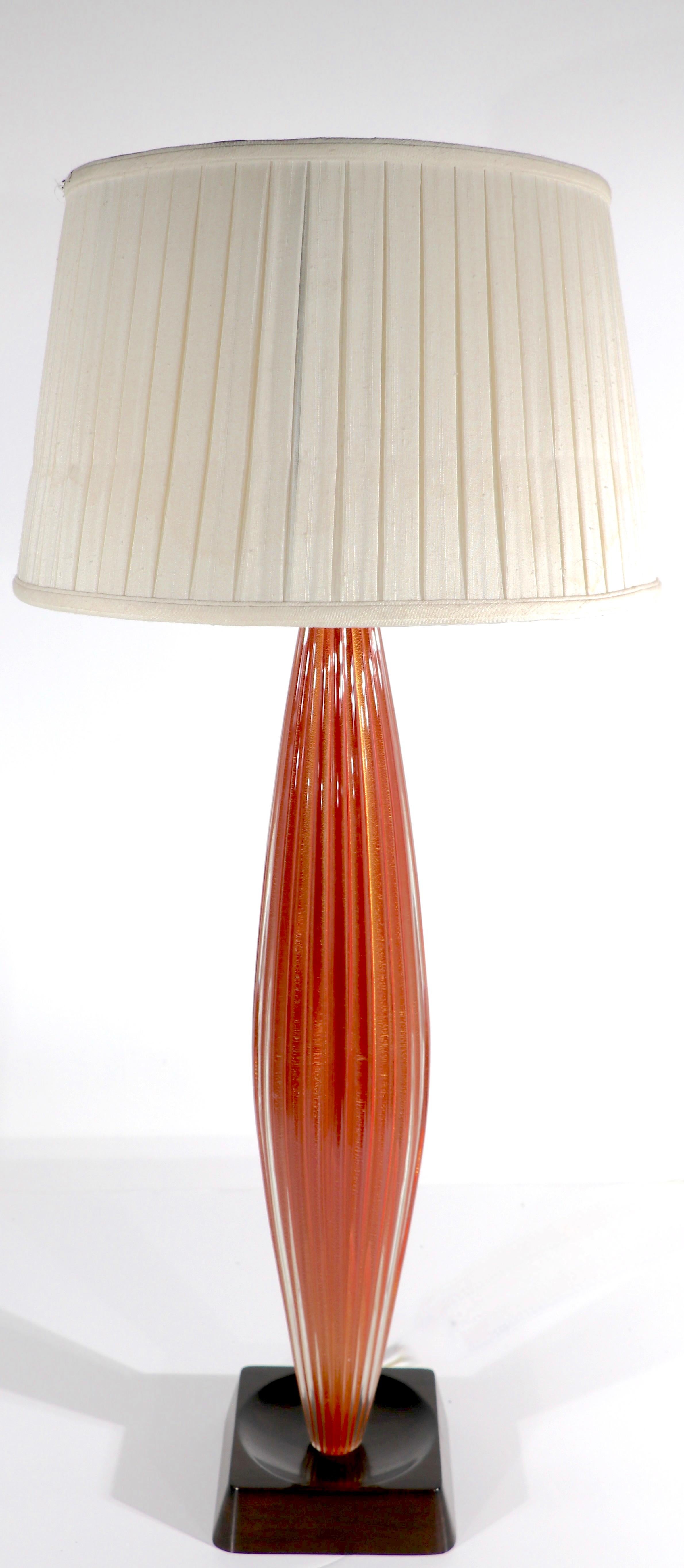 Large Tapered Channeled  Murano Art Glass Table Lamp by Seguso 6