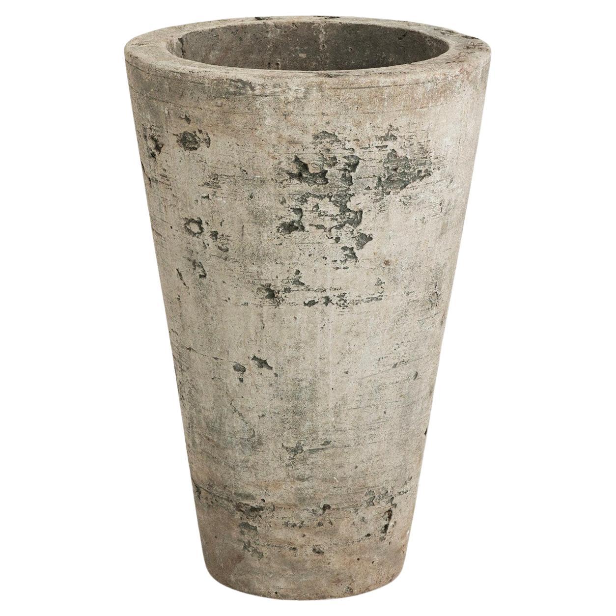 Large Tapered Concrete Cast Stone Planter For Sale
