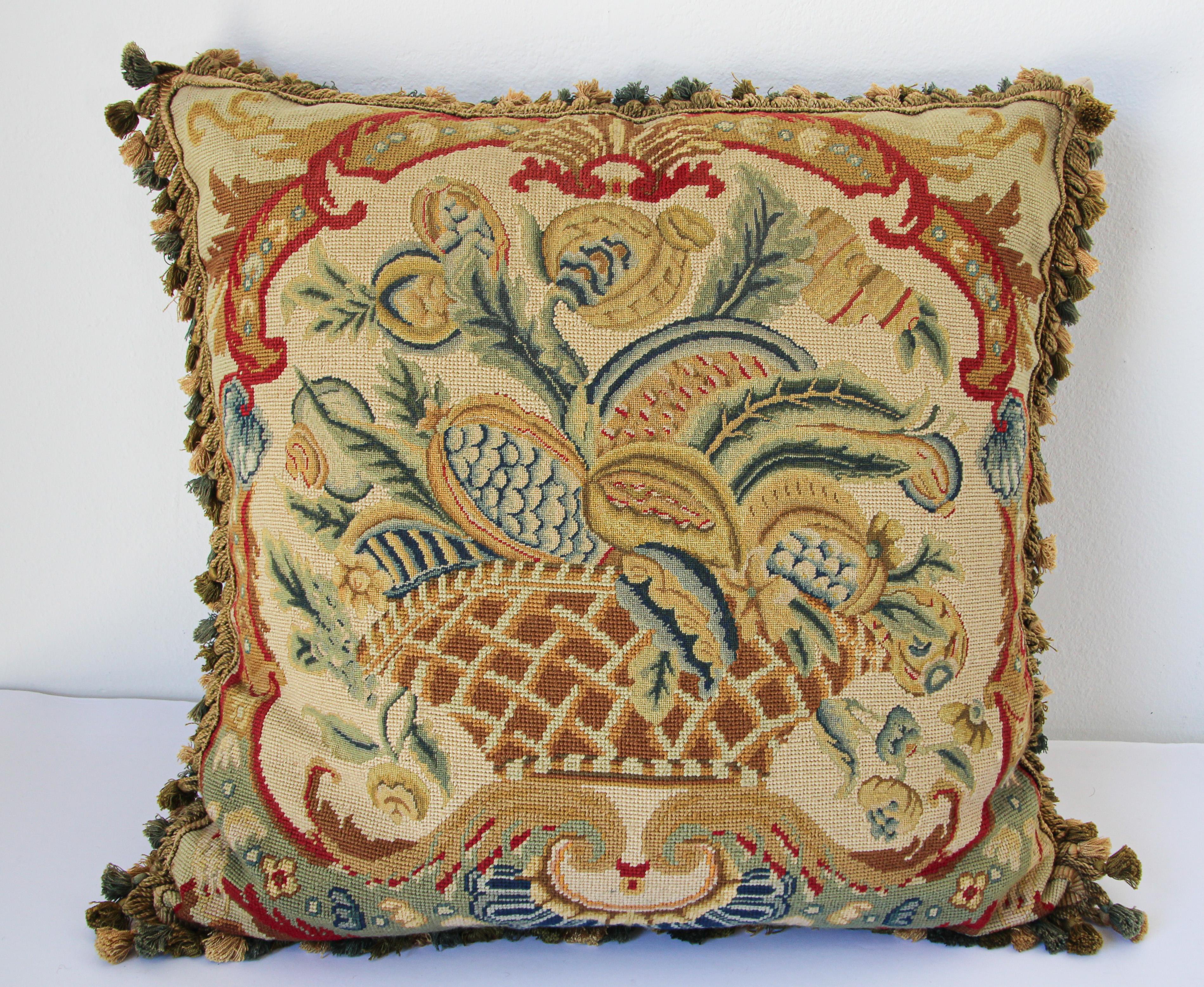 Mid-20th Century Aubusson Style Large Tapestry Large Decorative Pillow