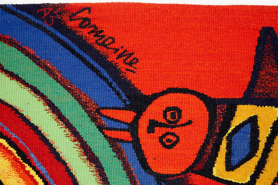 The tapestry 'Grand terre à l´arc en ciel' was commissioned by Gallery Siwert Bergström, Malmoe Sweden. The tapestry was hand woven by famous French atelier three in Paris. Numbered 1/6 and fully signed a tergo. Colors fully vibrant. All the