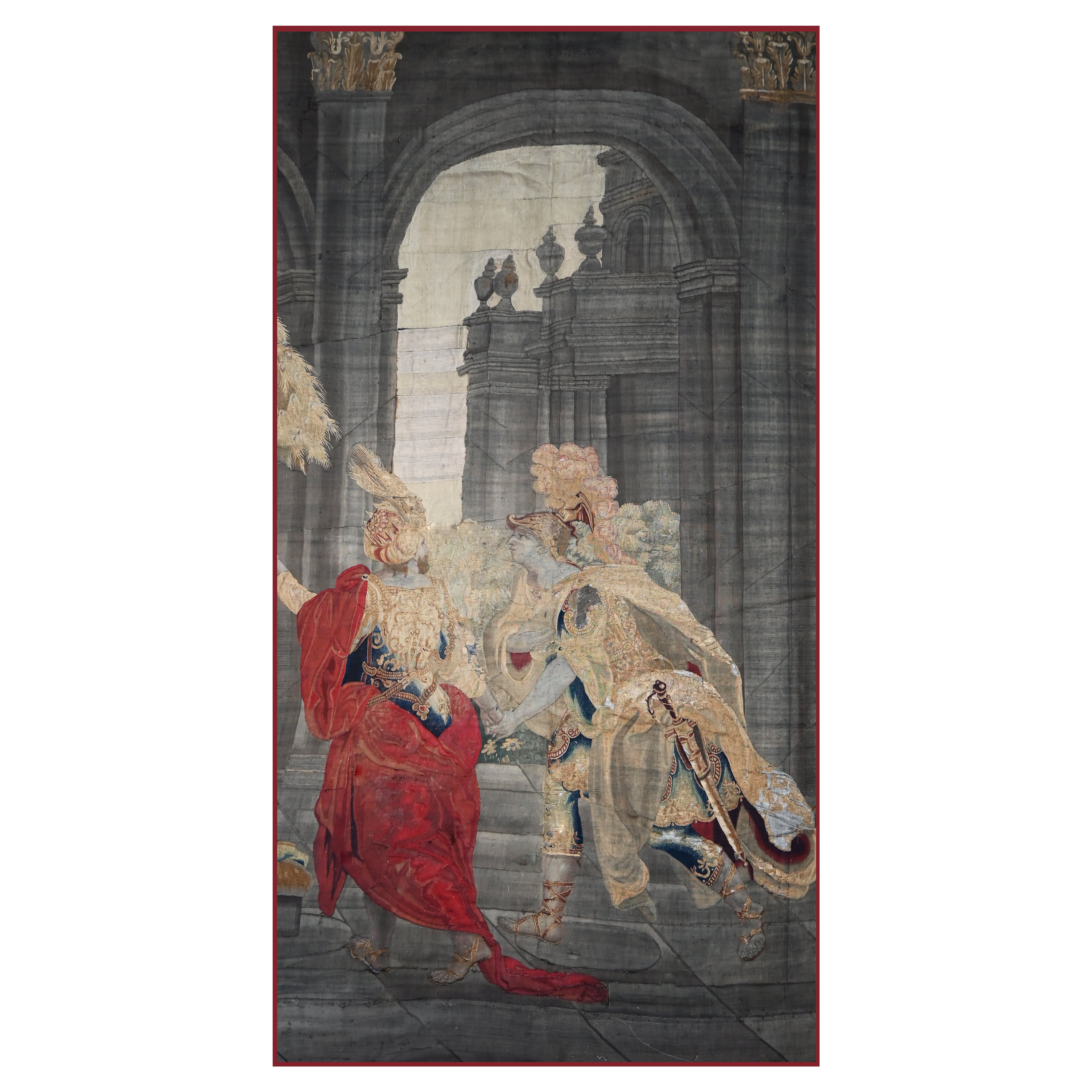 großer Wandteppich aus der Brussels Manufactory, 17. Jahrhundert, 162Lx340Hcm - N 1506 im Angebot