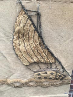 Large Tapestry Made of Wool, Wood and Cotton, circa 1970-1980