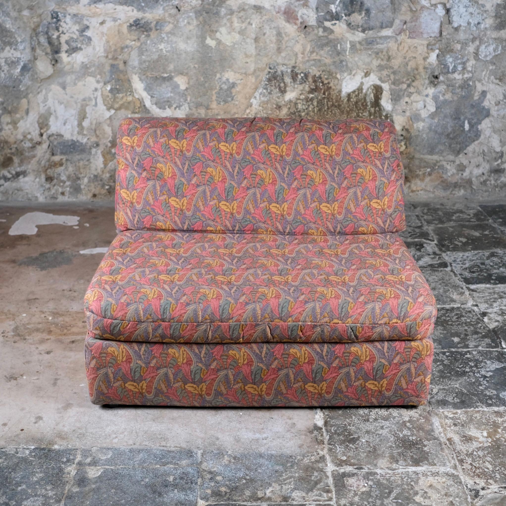 Modern Large tapestry style armchair or small sofa by Beka, France, 1970s
