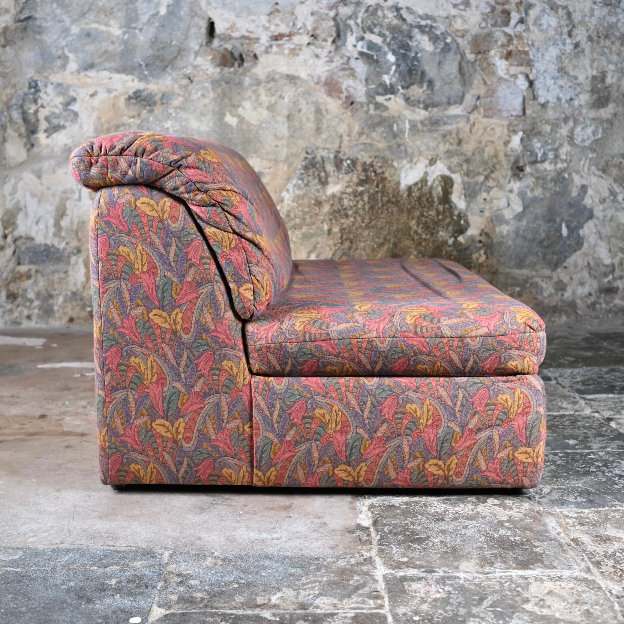 Fabric Large tapestry style armchair or small sofa by Beka, France, 1970s